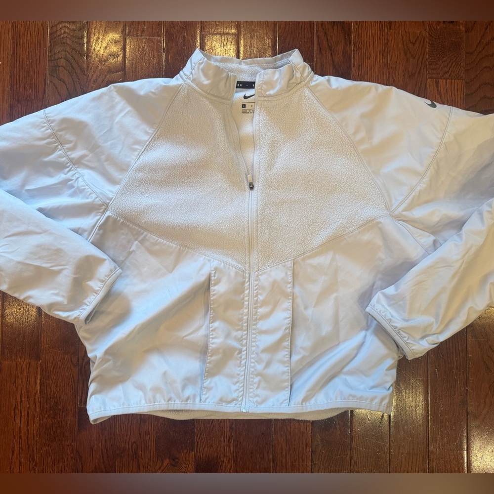 Lightweight Cropped Nike Running Division White Jacket Women Large Windbreaker